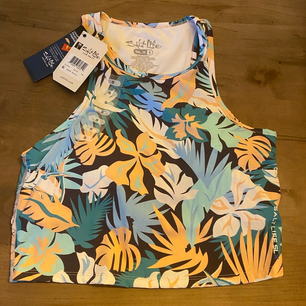 Salt Life Tropical Tankini Swimsuit Top Razorback SLX UVAPOR NWT